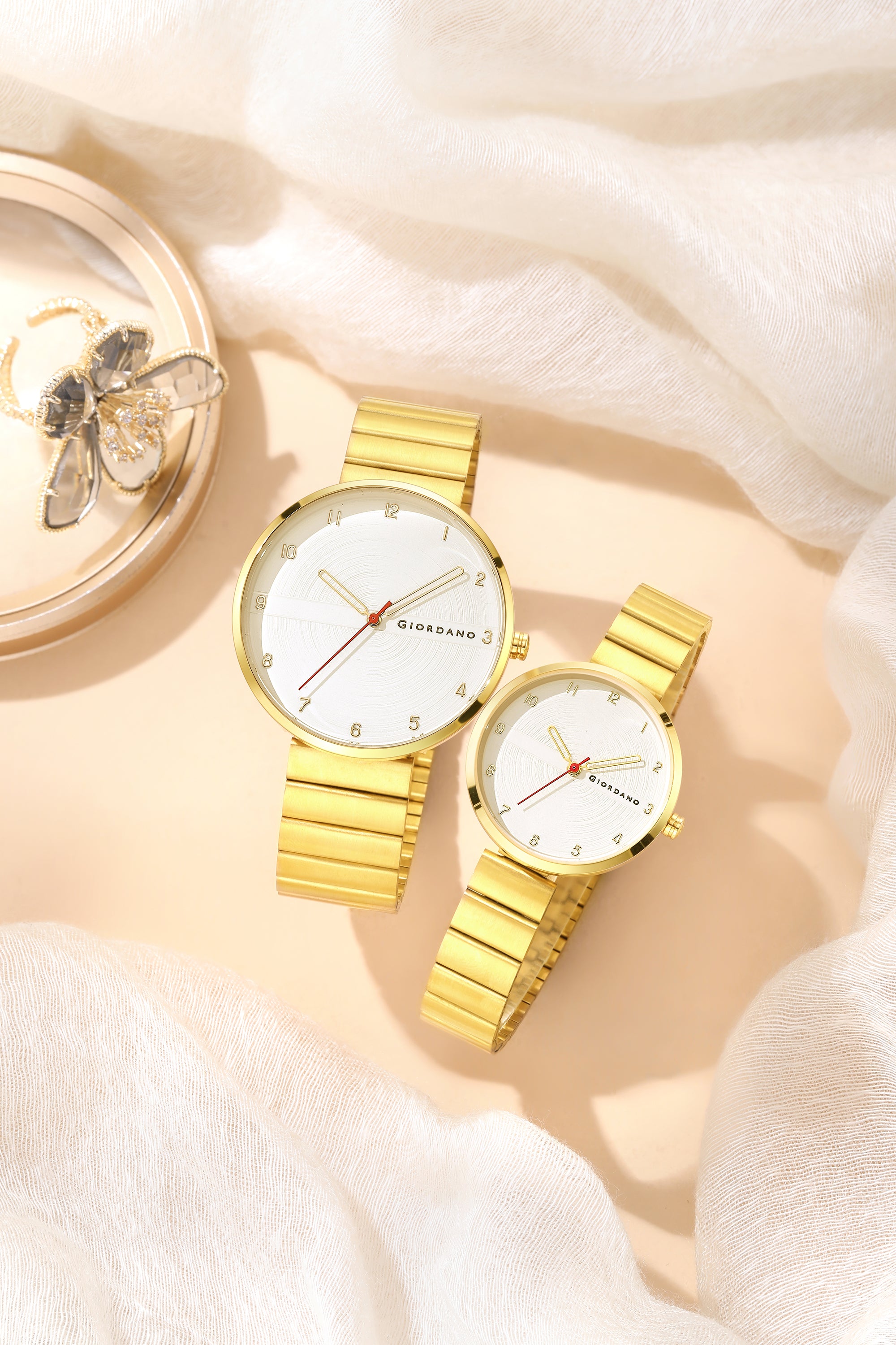 Giordano Analog Couple Watch Set – Elegant Dial with Stainless Steel Strap – His & Hers Matching Watches – Minimalist Unisex Design | GZ-992-SET-33